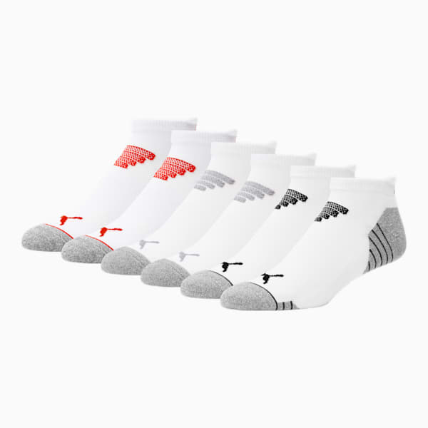 Men's Low Cut Socks [6 Pack], WHITE / RED, extralarge